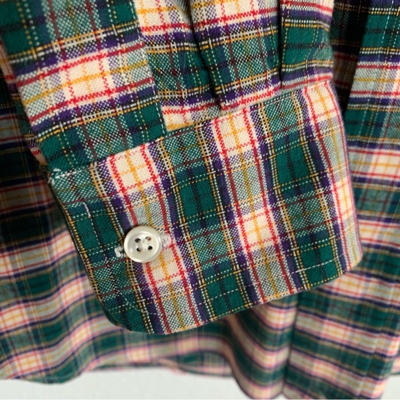 Ralph Lauren Mens SZ M Green Plaid Cotton Button Down “Big Shirt” - Picture 5 of 11